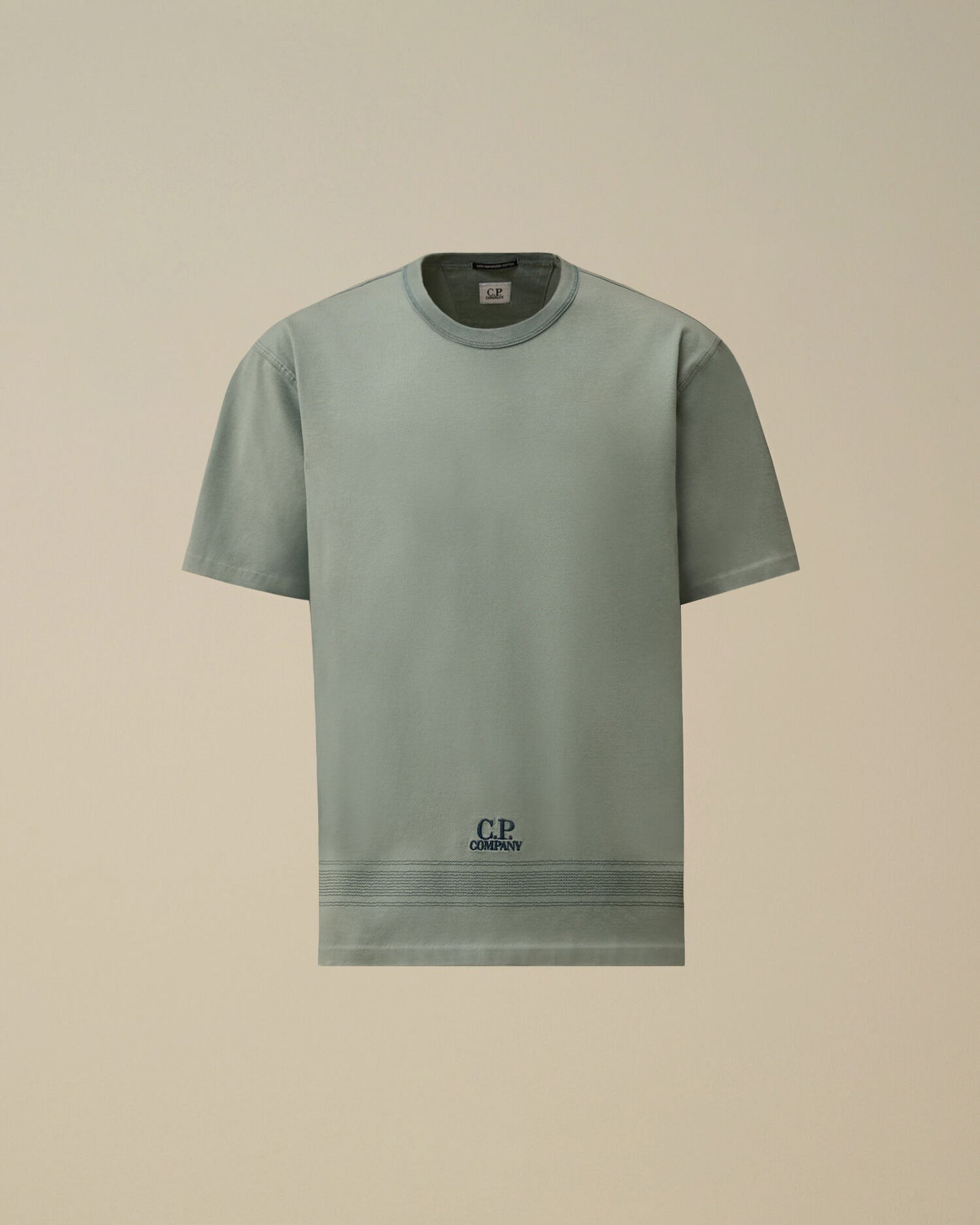 Mercerized Jersey 30/2 Twisted Short Sleeve Embroidery T-Shirt, SILVER BLUE