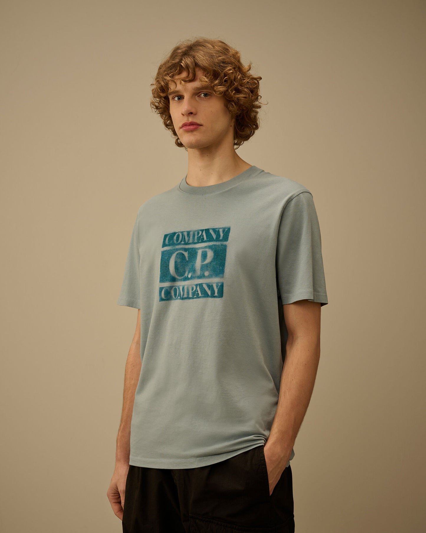30/1 Jersey Short Sleeve Faded Logo T-Shirt, SILVER BLUE