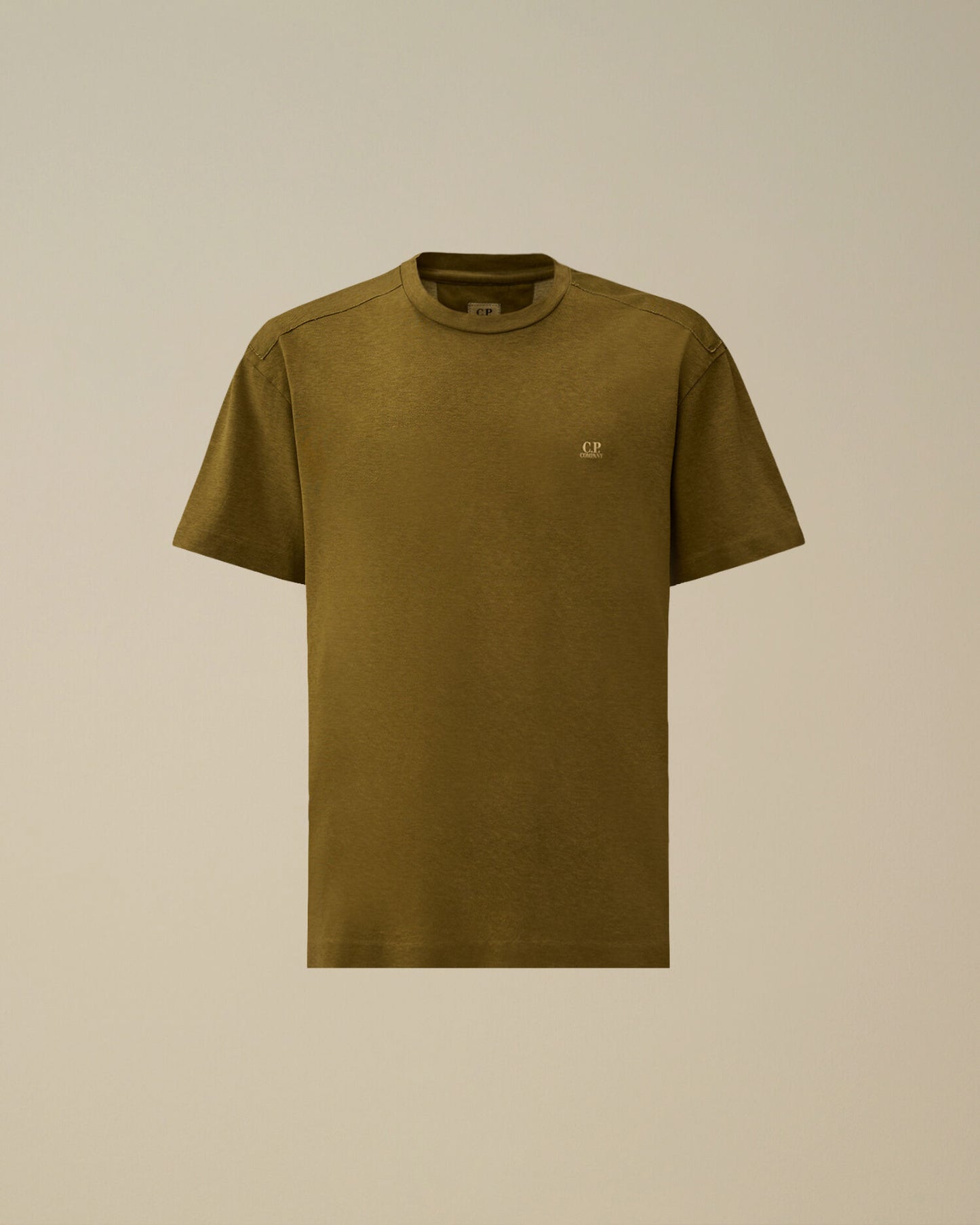20/1 Jersey Plated Logo T-Shirt, DRIED HERB - GREEN
