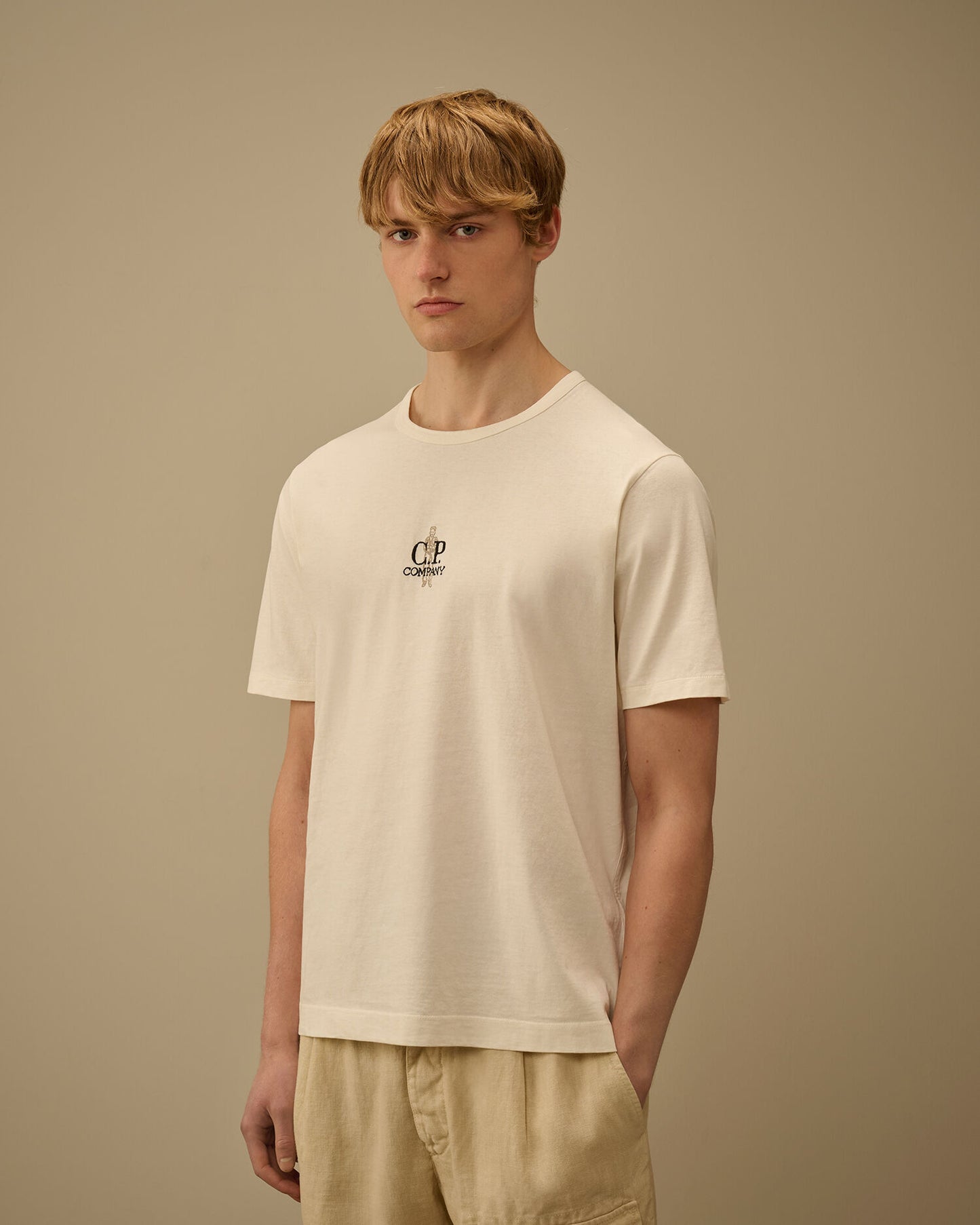 1020 Jersey Short Sleeve Embroidery T-Shirt, GAUZE WHITE