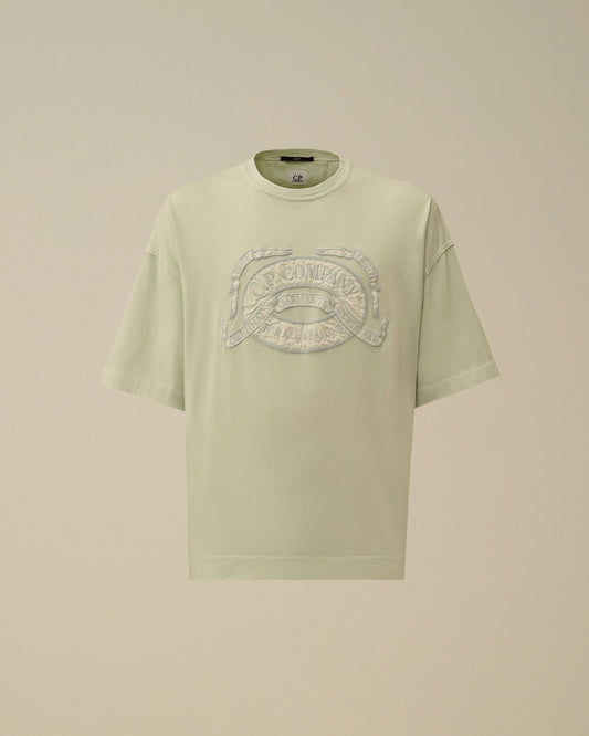 20/1 Jersey Short Sleeve Boxy Logo T-Shirt, MISTY BLUE