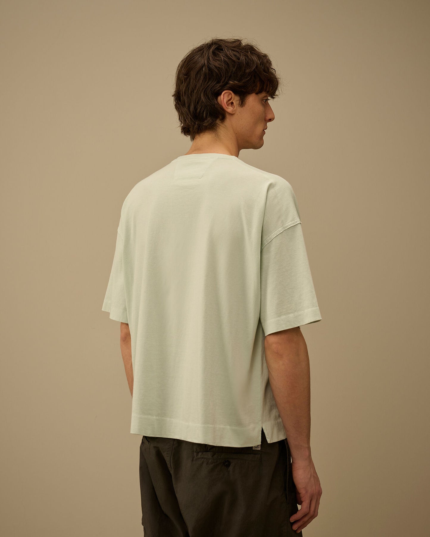 20/1 Jersey Short Sleeve Boxy Logo T-Shirt, MISTY BLUE