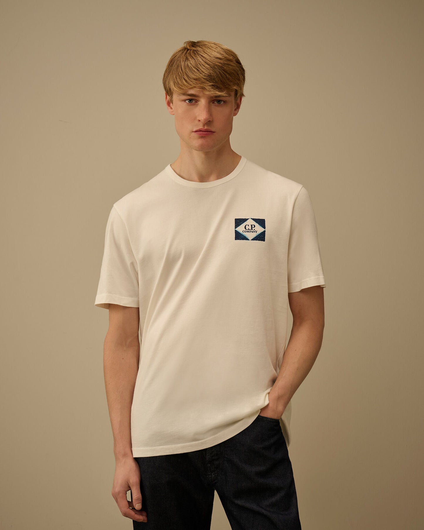Compact 20/1 Jersey Short Sleeve Logo T-Shirt, GAUZE WHITE
