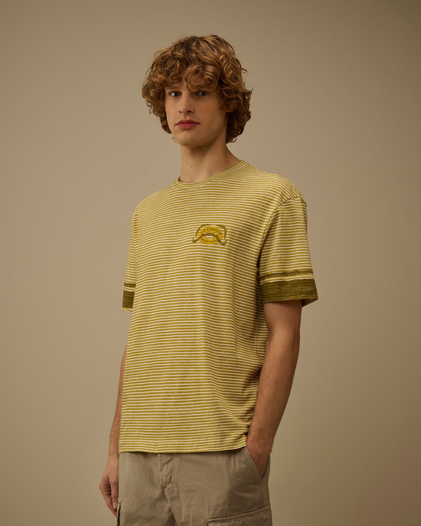 Printed Jersey 20/1 Short Sleeve Logo T-Shirt, ANTIQUE MOSS -YELLOW