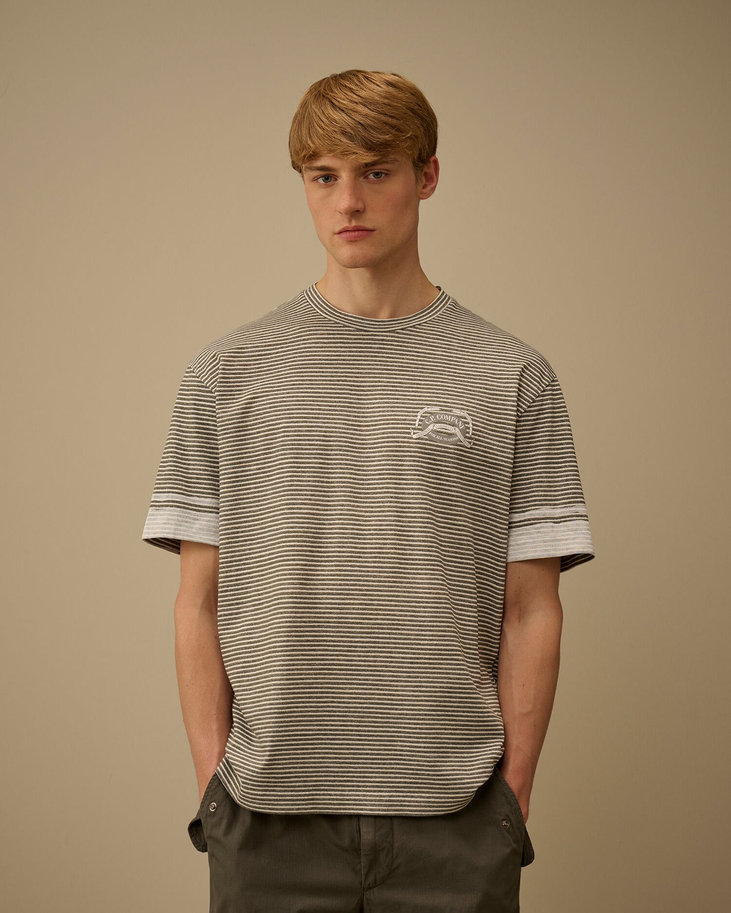 Printed Jersey 20/1 Short Sleeve Logo T-Shirt, GUNMETAL - GREY
