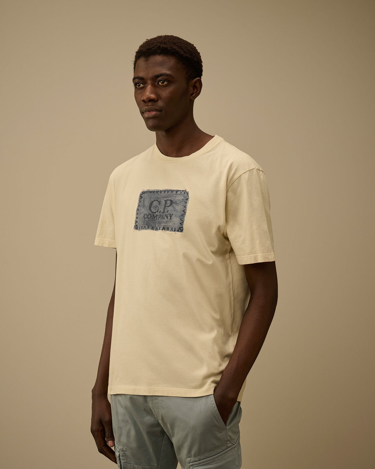 24/1 Jersey Short Sleeve Logo Label T-Shirt, FROZEN DEW - WHITE