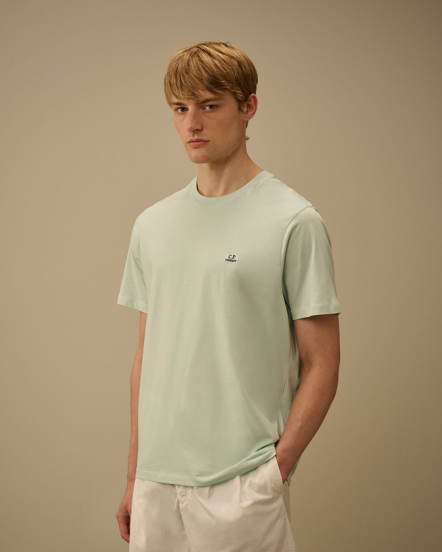 30/1 Jersey Short Sleeve Logo Patch T-Shirt, MISTY BLUE