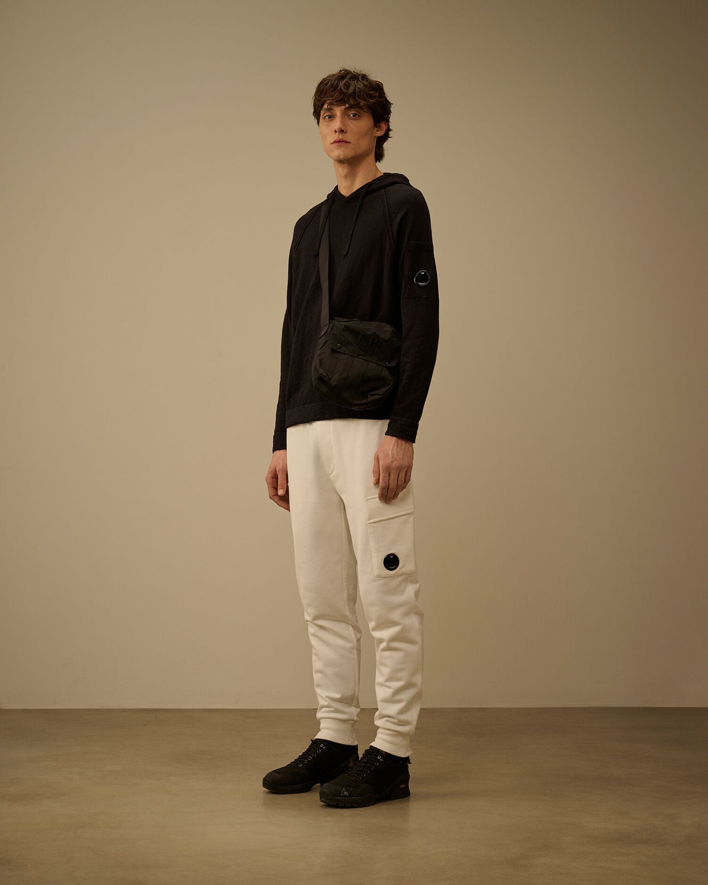 Diagonal Raised Fleece Cargo Lens Sweatpants, GAUZE WHITE