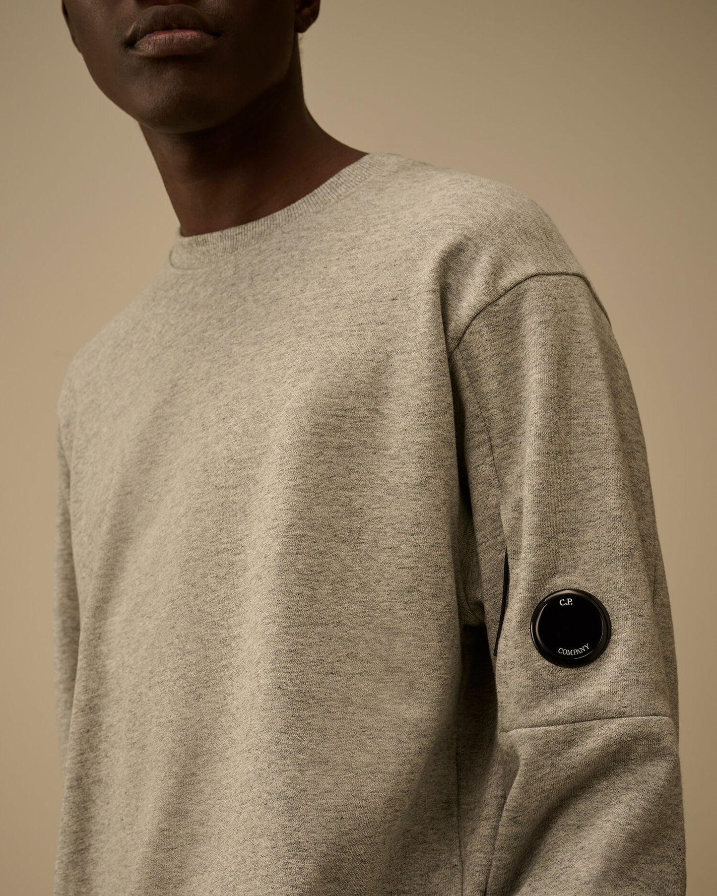 Diagonal Raised Fleece Crewneck Lens Sweatshirt, GREYSTONE MELANGE
