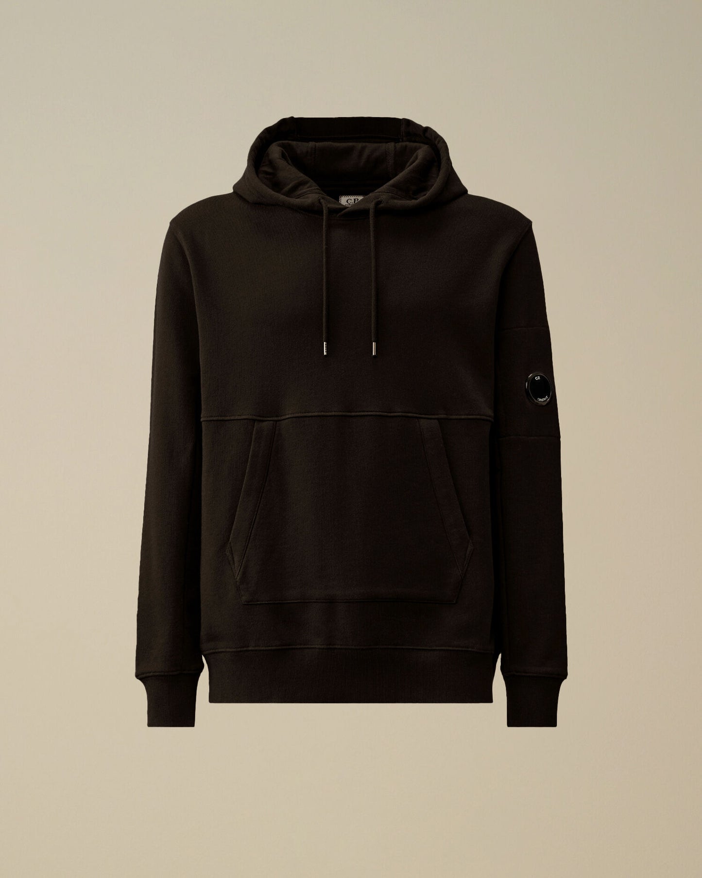 Diagonal Raised Fleece Hooded Lens Sweatshirt, BLACK