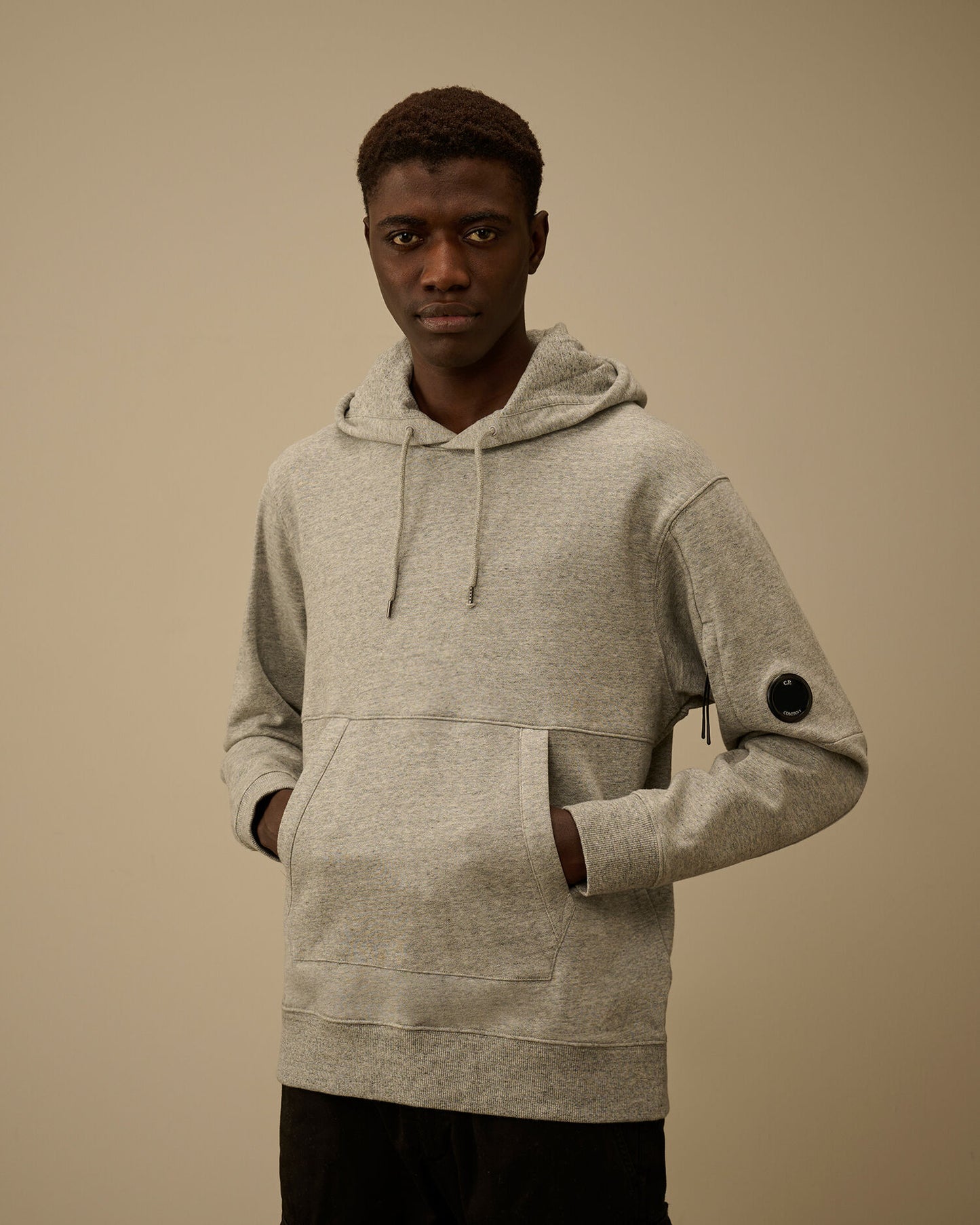 Diagonal Raised Fleece Hooded Lens Sweatshirt, GREYSTONE MELANGE
