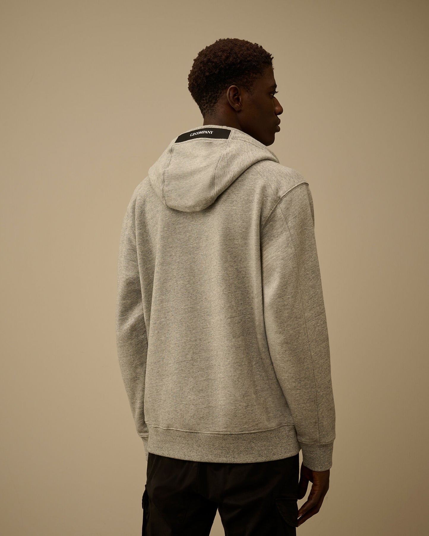 Diagonal Raised Fleece Hooded Lens Sweatshirt, GREYSTONE MELANGE