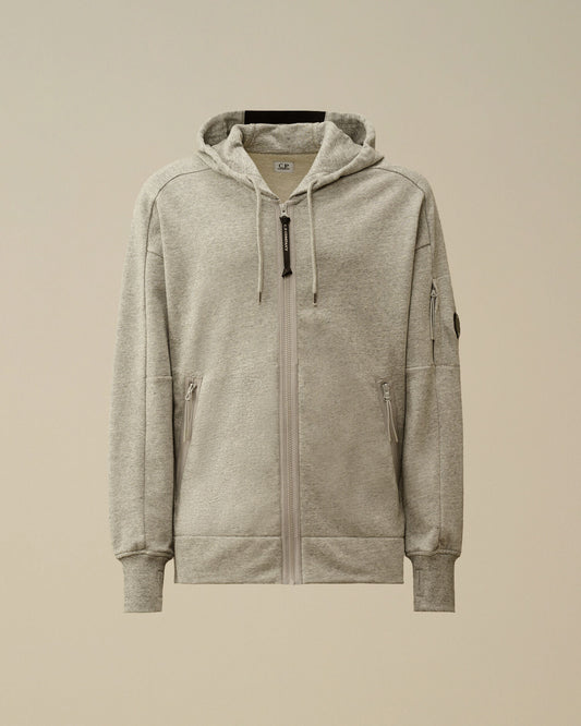 Diagonal Raised Fleece Zip Hooded Lens Sweatshirt, GREYSTONE MELANGE
