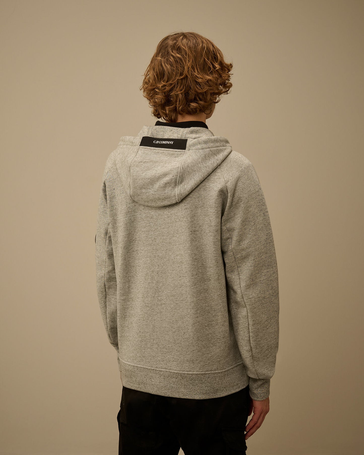 Diagonal Raised Fleece Zip Hooded Lens Sweatshirt, GREYSTONE MELANGE