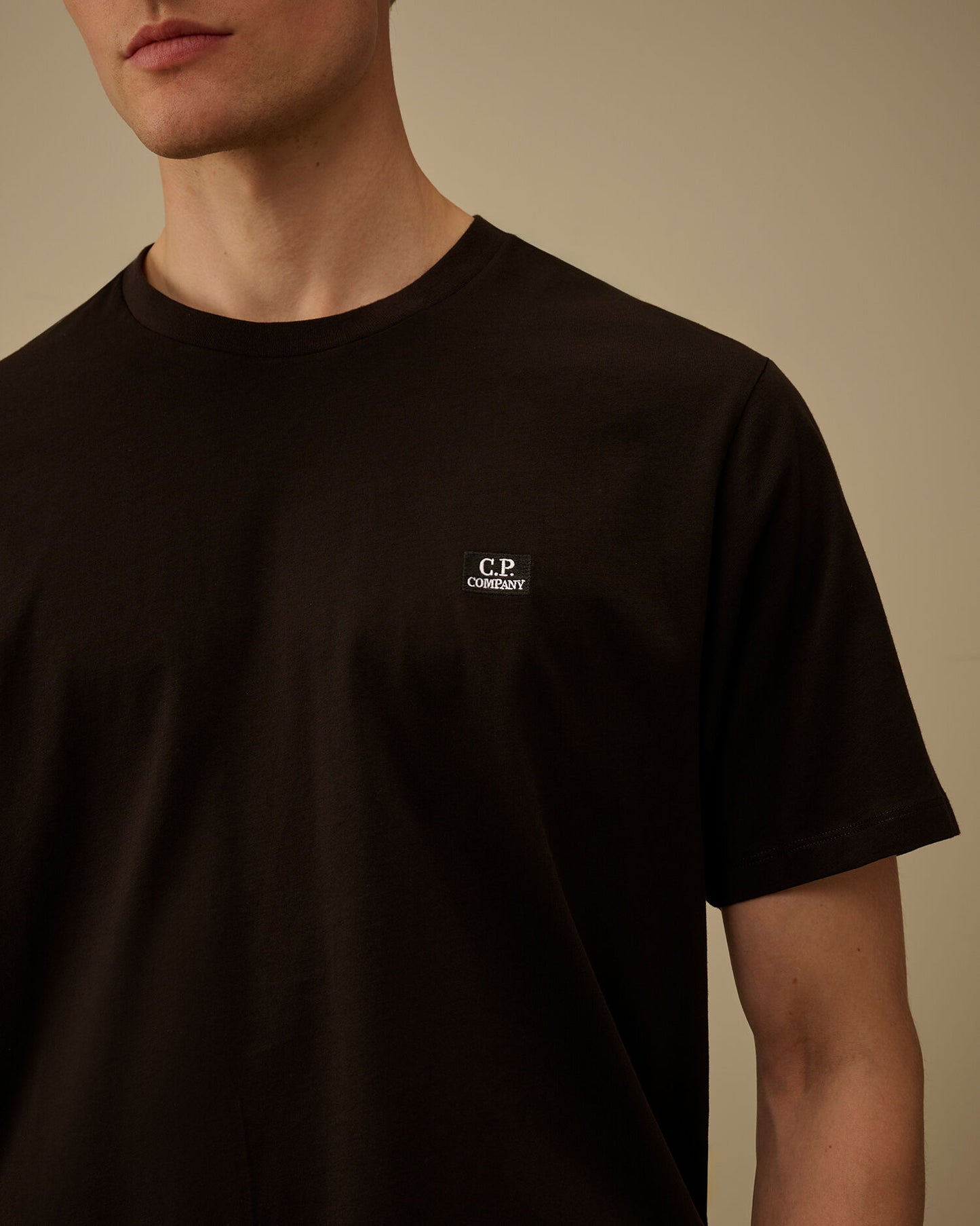 30/1 Jersey Short Sleeve Logo Patch T-Shirt, BLACK