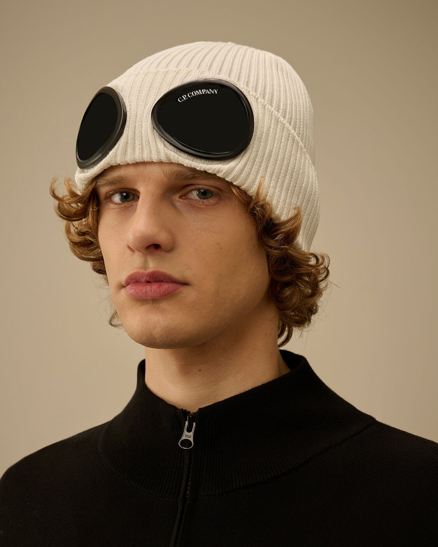 Cotton Goggle Beanie, GAUZE WHITE