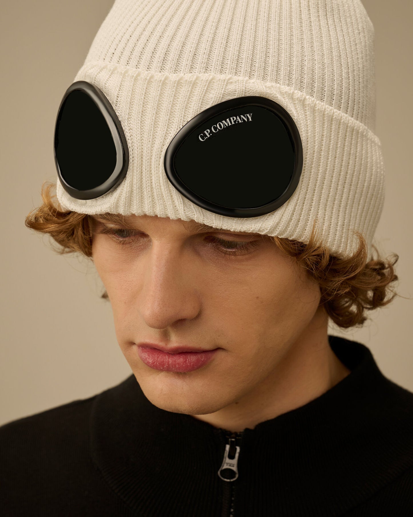 Cotton Goggle Beanie, GAUZE WHITE