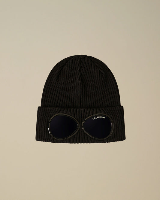 Cotton Goggle Beanie, BLACK